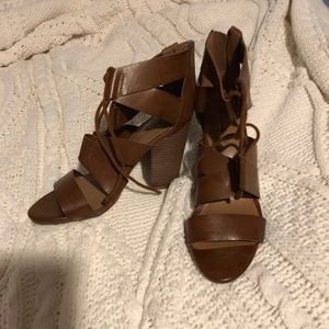Chestnut colored block heels